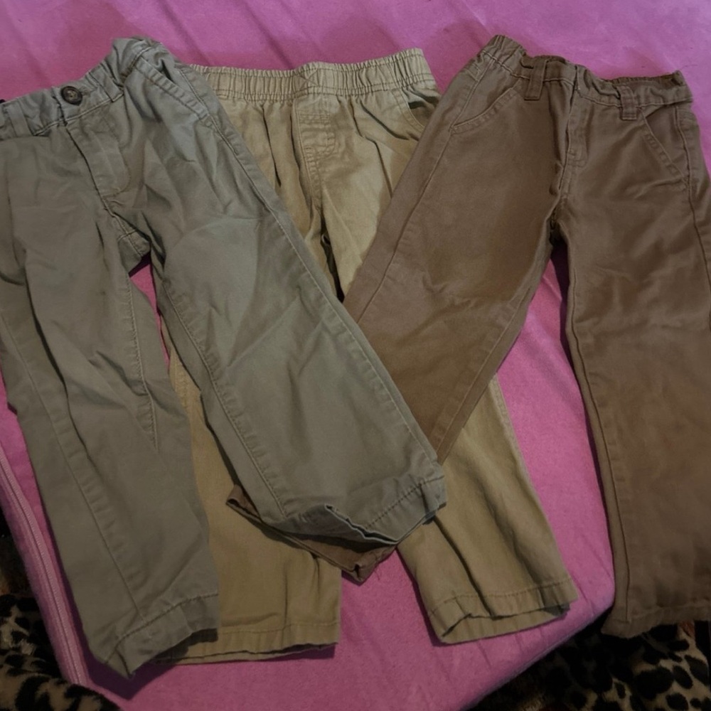 Kids Casual Pants Set - Green, Beige, Brown
